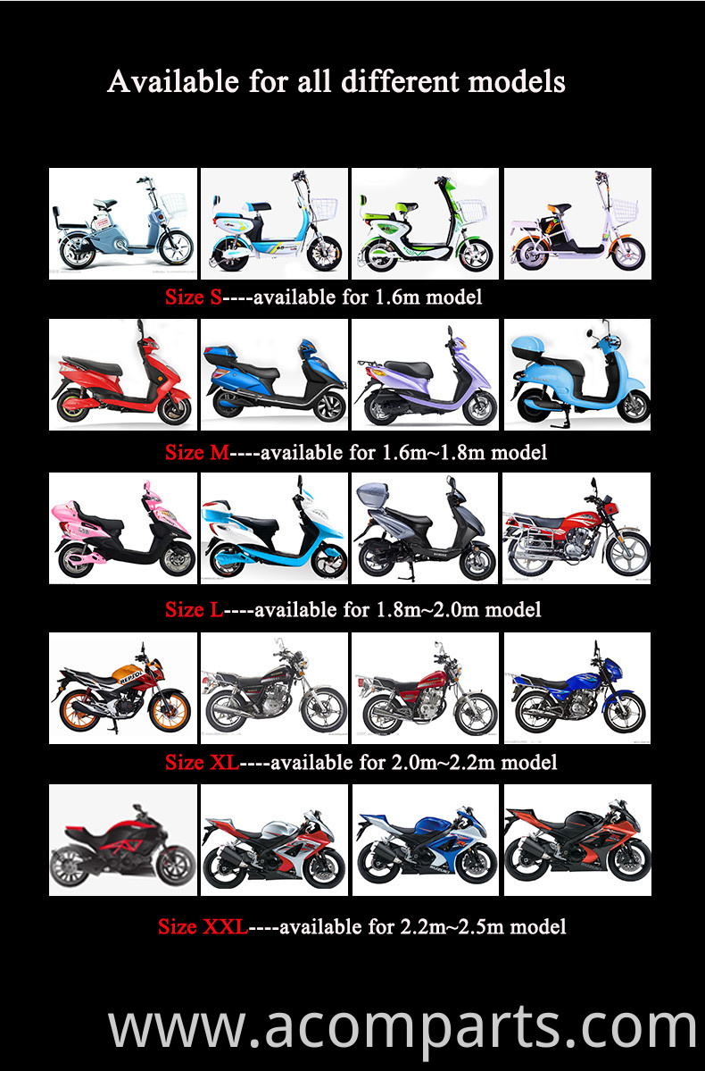 L XL XXL large size full body protection super stretch folding 210t motorcycle covers polyester